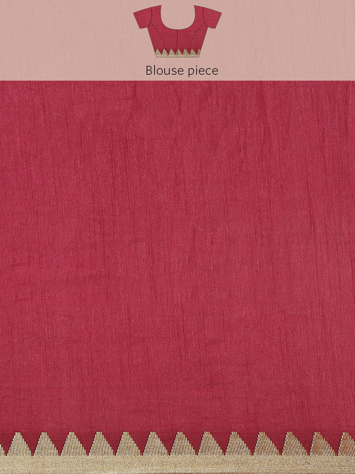 Plain Art Handloom Saree with  Temple Border