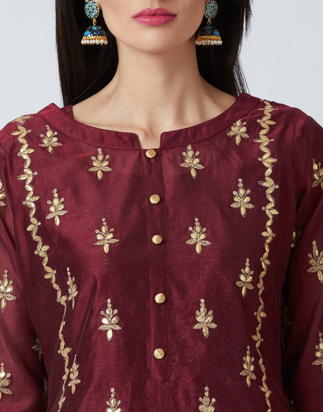 Navy Blue Cotton Chanderi Salwar Kameez
