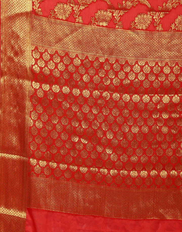 Red Art Crepe Saree