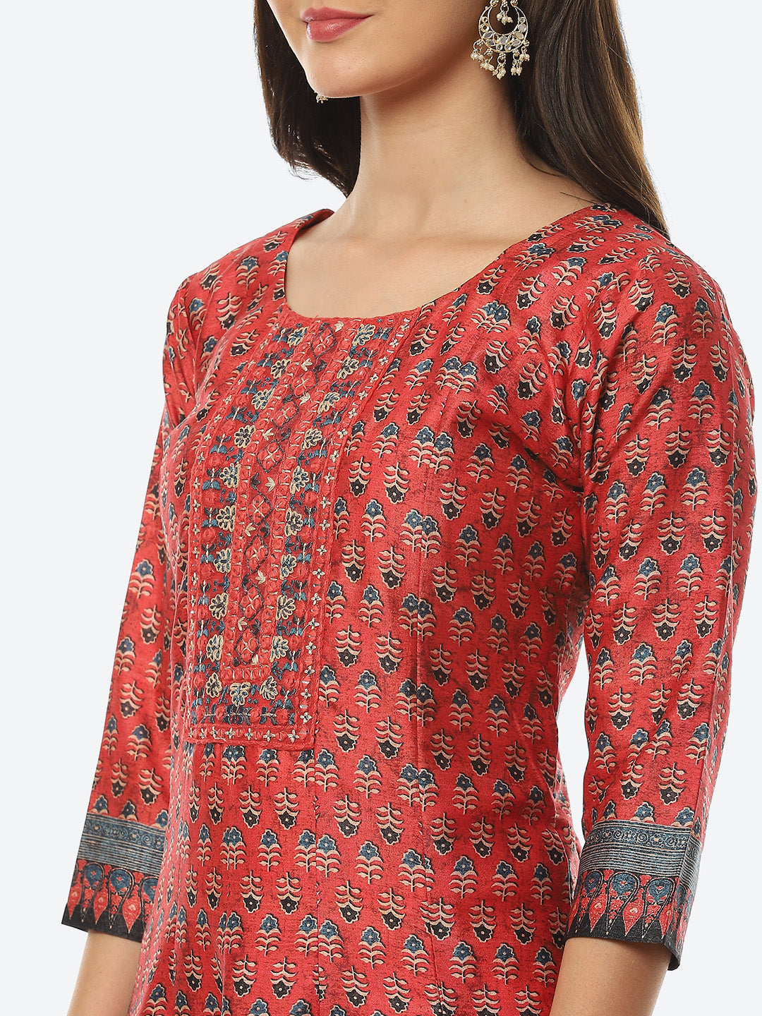 Mirror Work Printed Handloom Kurta