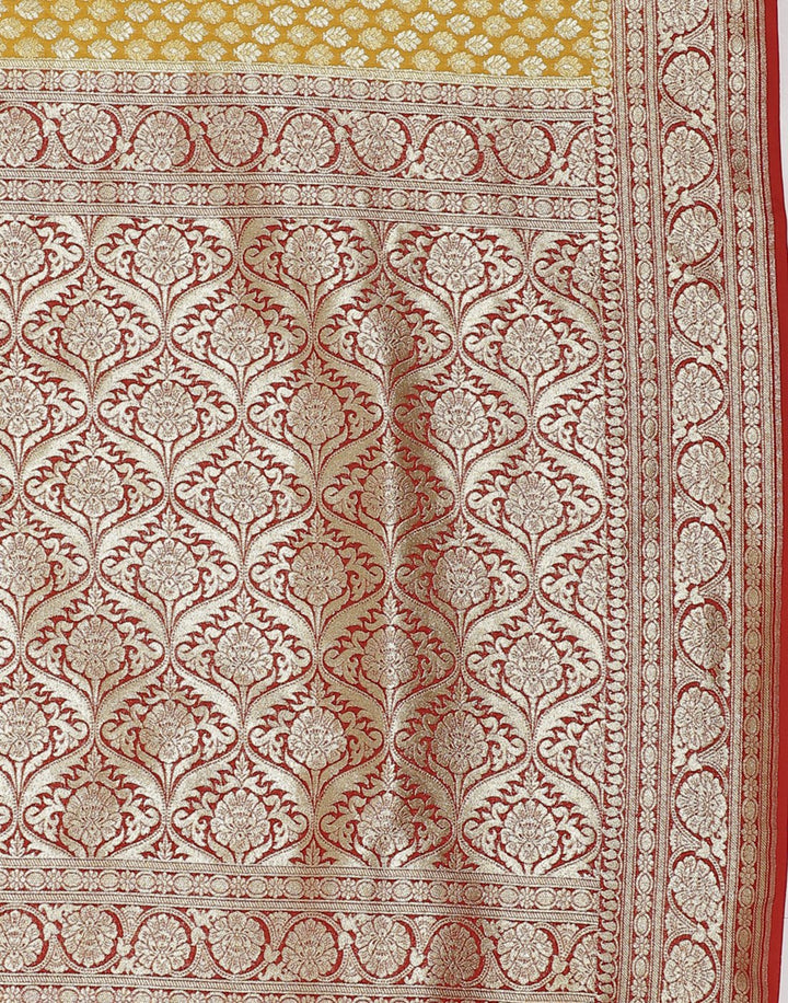 Mustard Banarasi Woven Saree