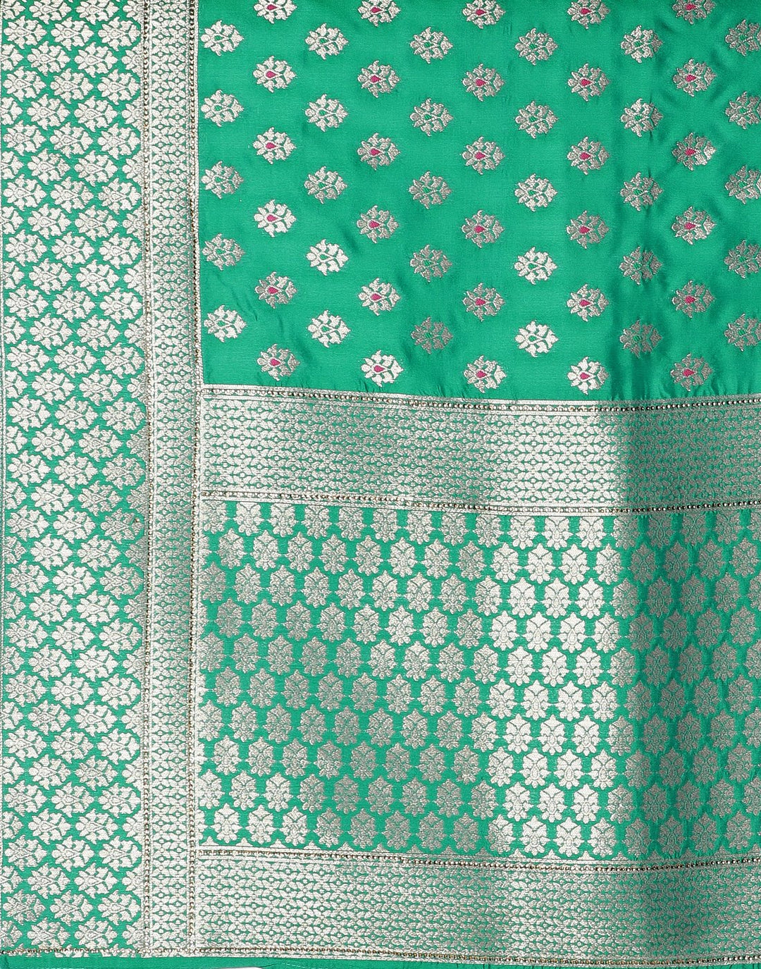MBZ Meena Bazaar-Green Banarasi Woven Saree