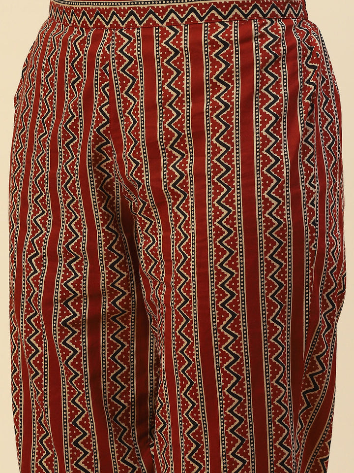 Printed Cotton Kurta With Pant &amp; Cotton Dupatta