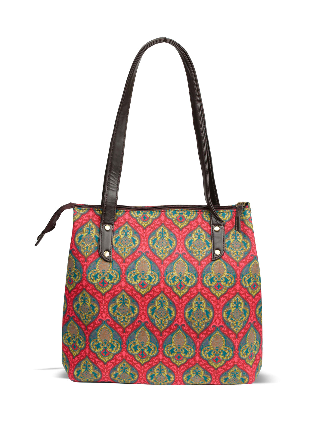 Multicolor Printed Cotton Handbag With Pouch