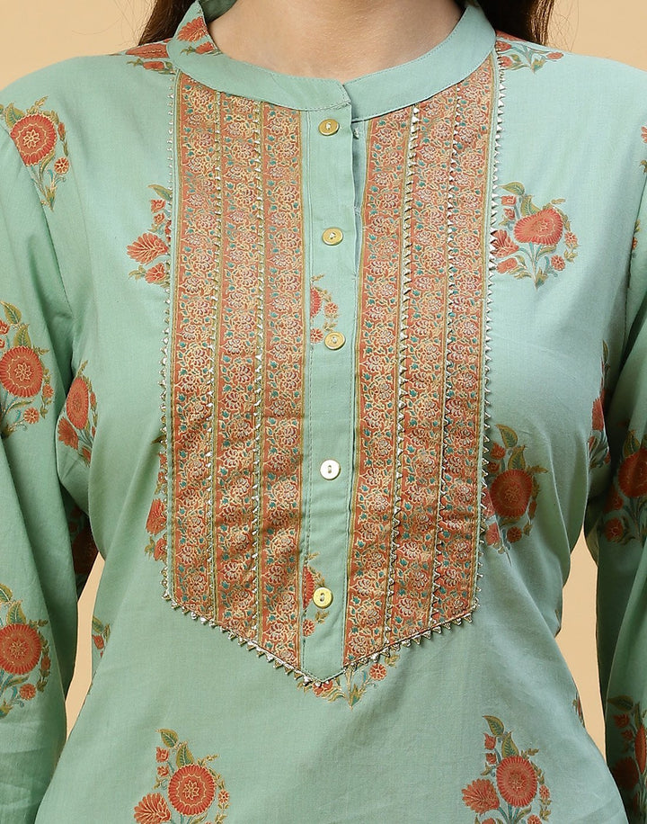 Printed Cotton Kurti With Plazzo