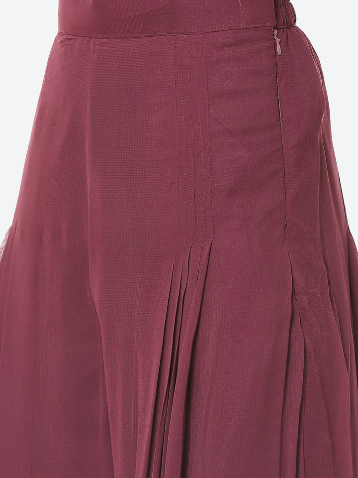 Resham Jaal Georgette Kurta With Palazzo &amp; Dupatta