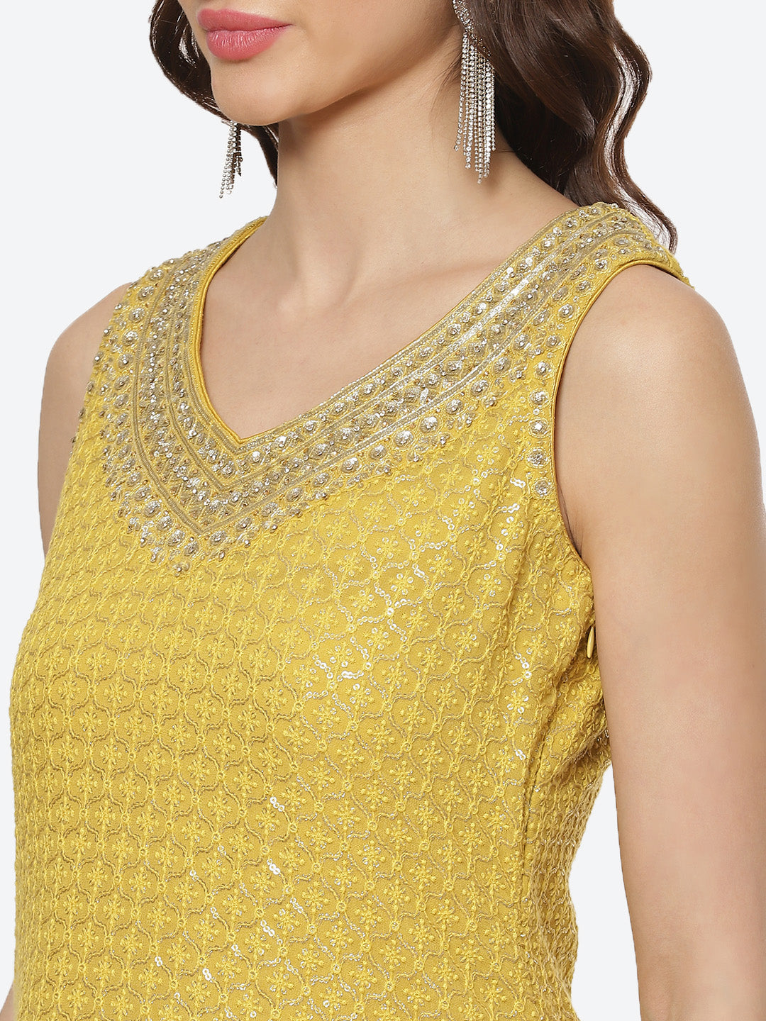 Resham Jaal Georgette Stitched Salwar Kameez With Net Dupatta