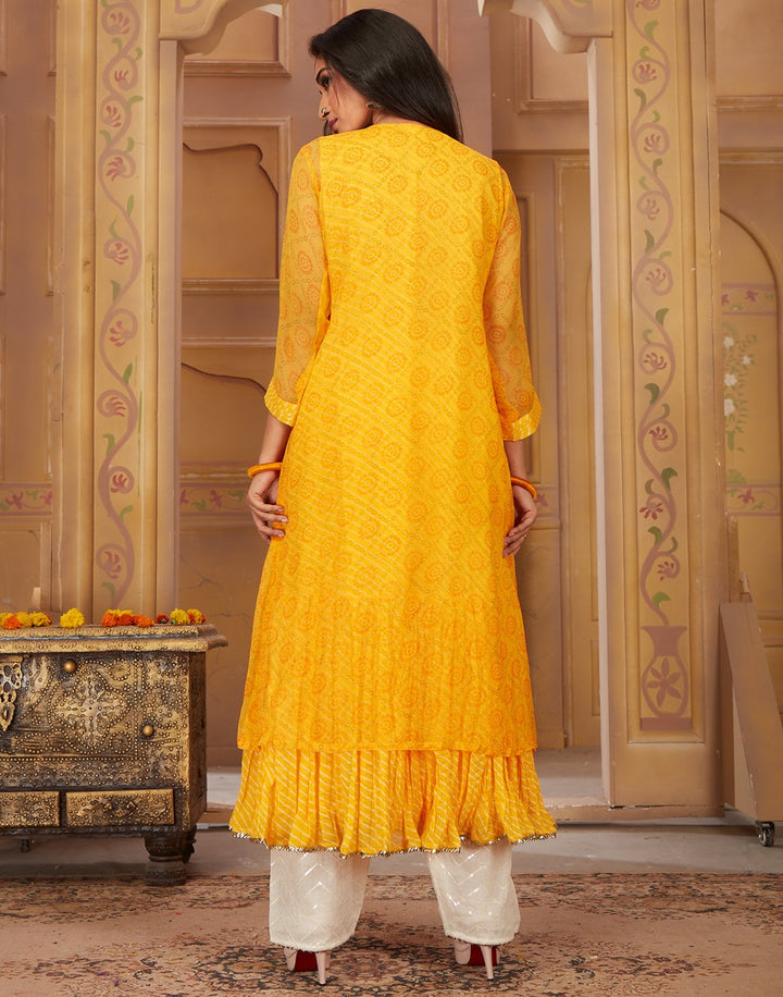 MBZ Meena Bazaar-Yellow Chiffon Kurti