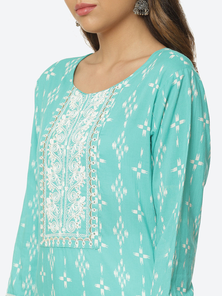 Sequin Work Printed Cotton Kurta