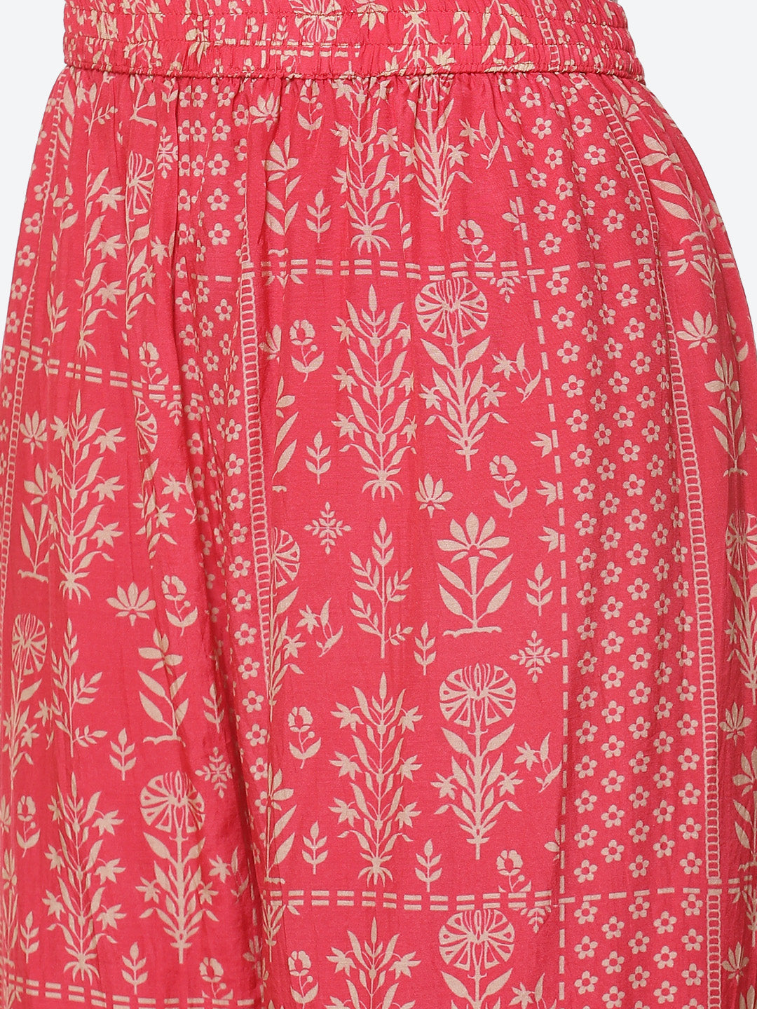Gota Neck Booti Cotton Kurta With Garara &amp; Dupatta