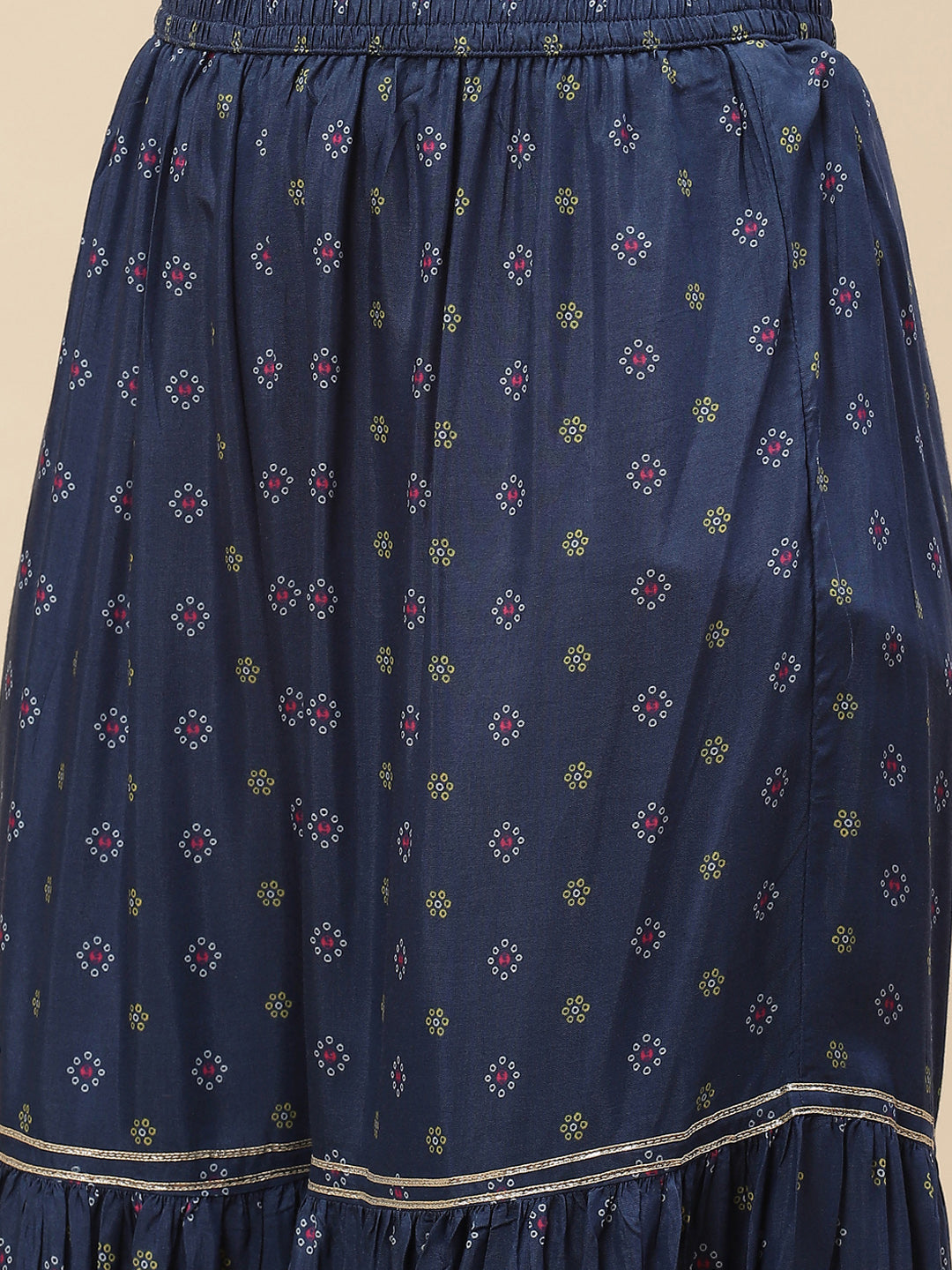 Bandhani Printed Muslin Kurta With Sharara &amp; Dupatta