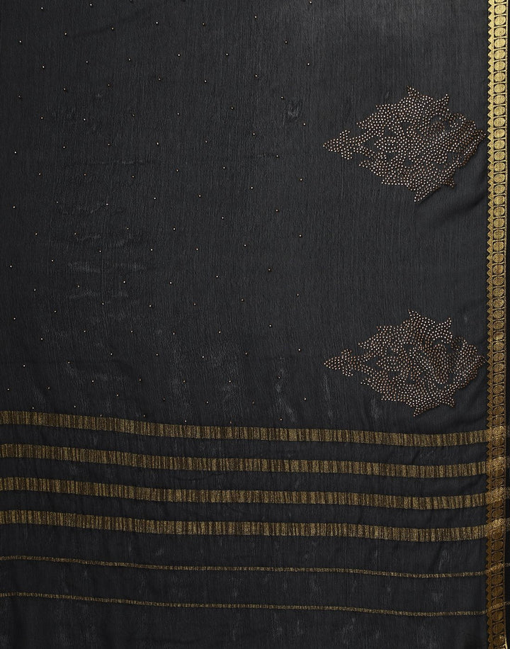 Black Art Crepe Saree