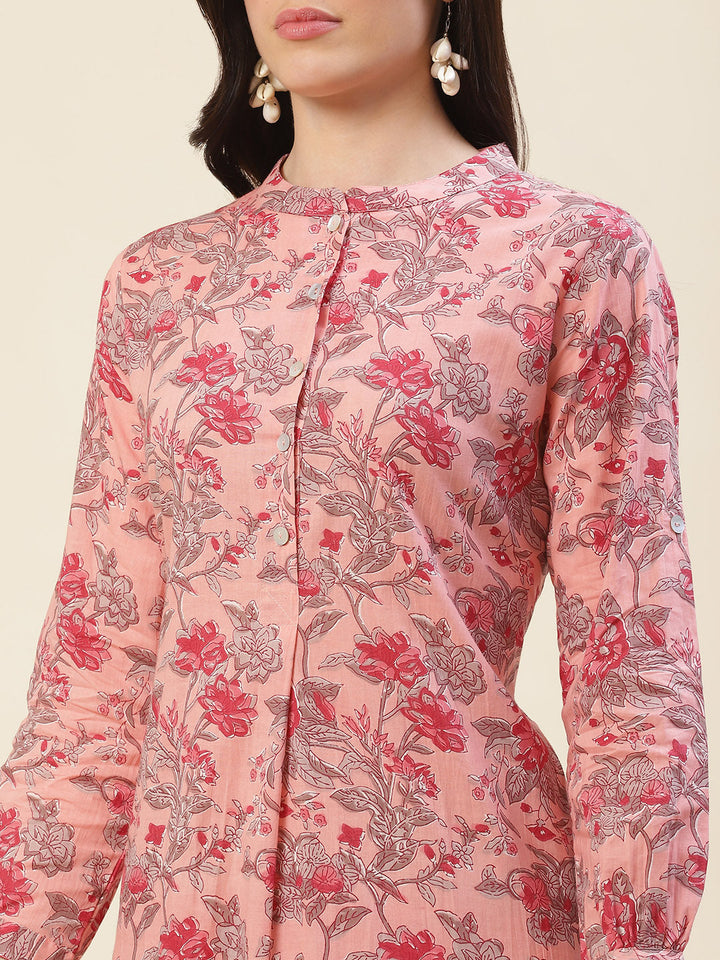 Floral Printed Cotton Kurta With Pants