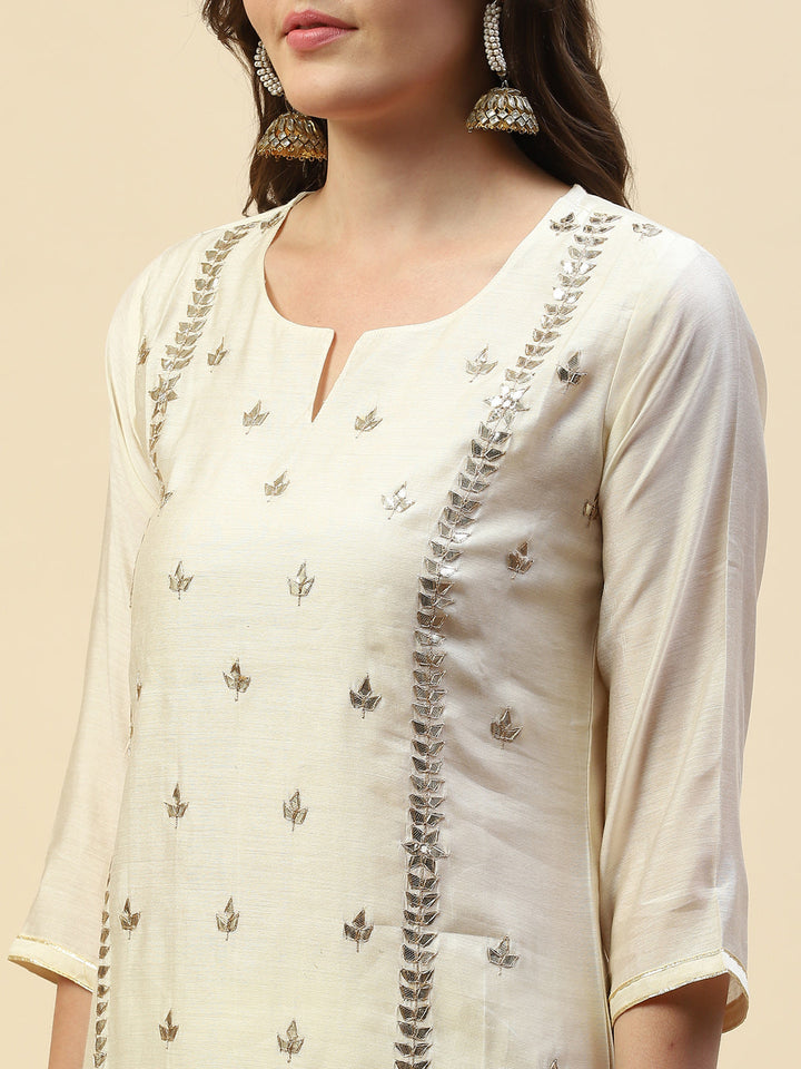 Gota Work Chanderi Kurta With Pant &amp; Cotton Dupatta