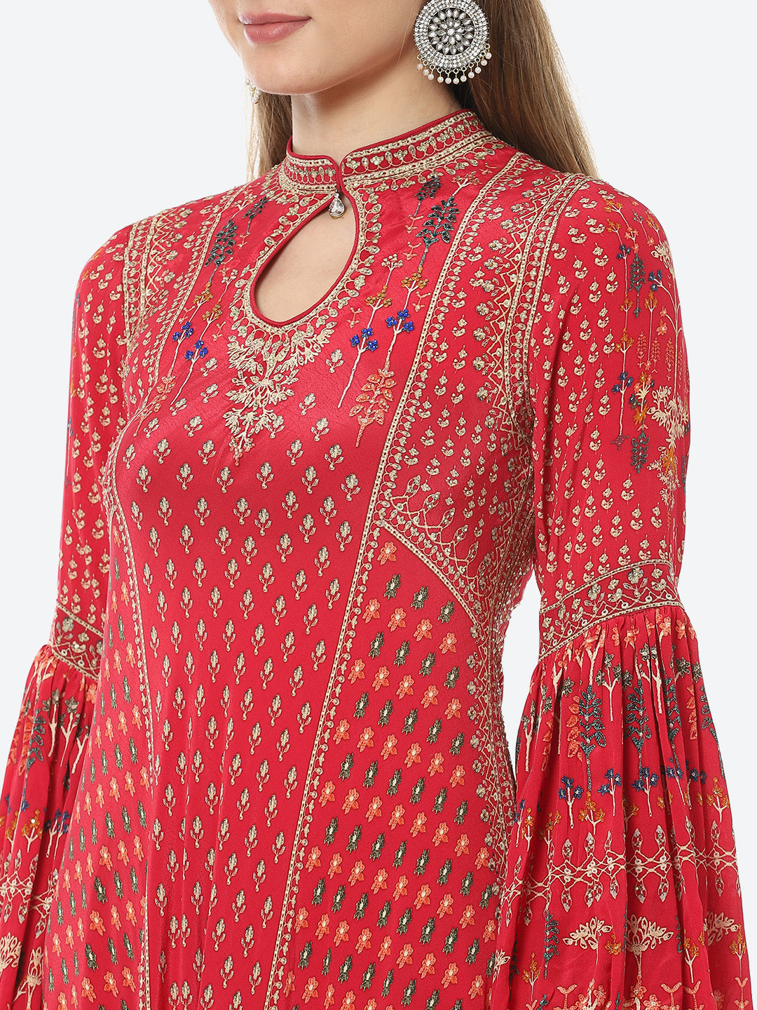 Digital Printed Crepe A-Line Gown Dress