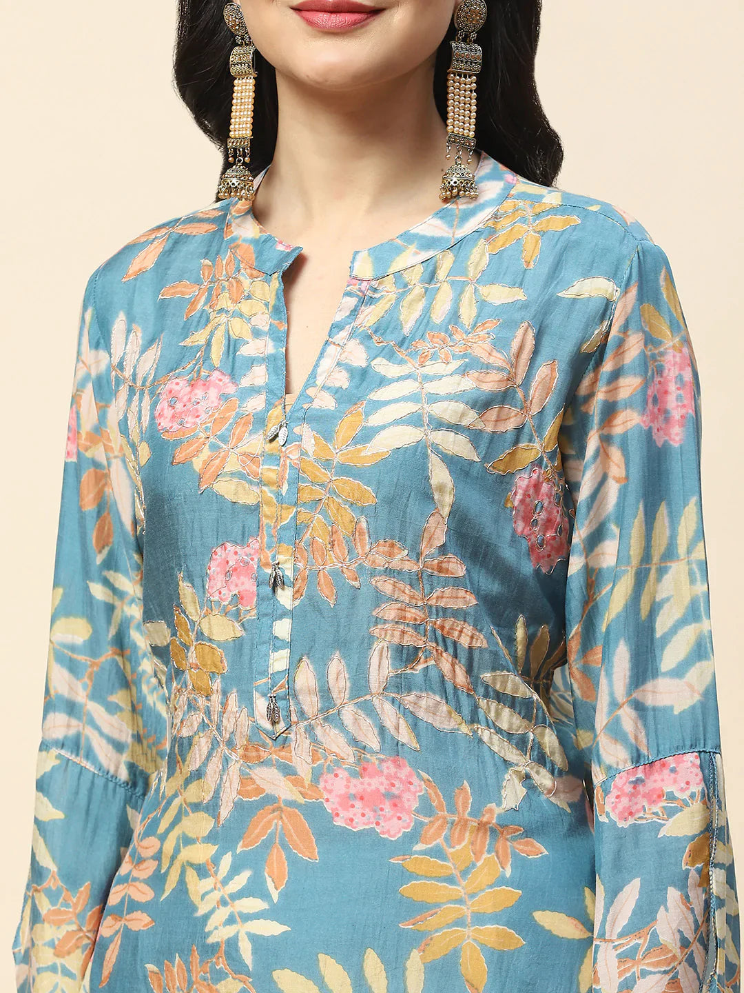 Floral Printed Muslin Kurta
