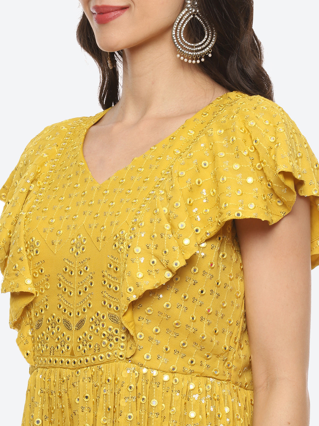 Mirror Booti Georgette Net Dupatta Gown Dress