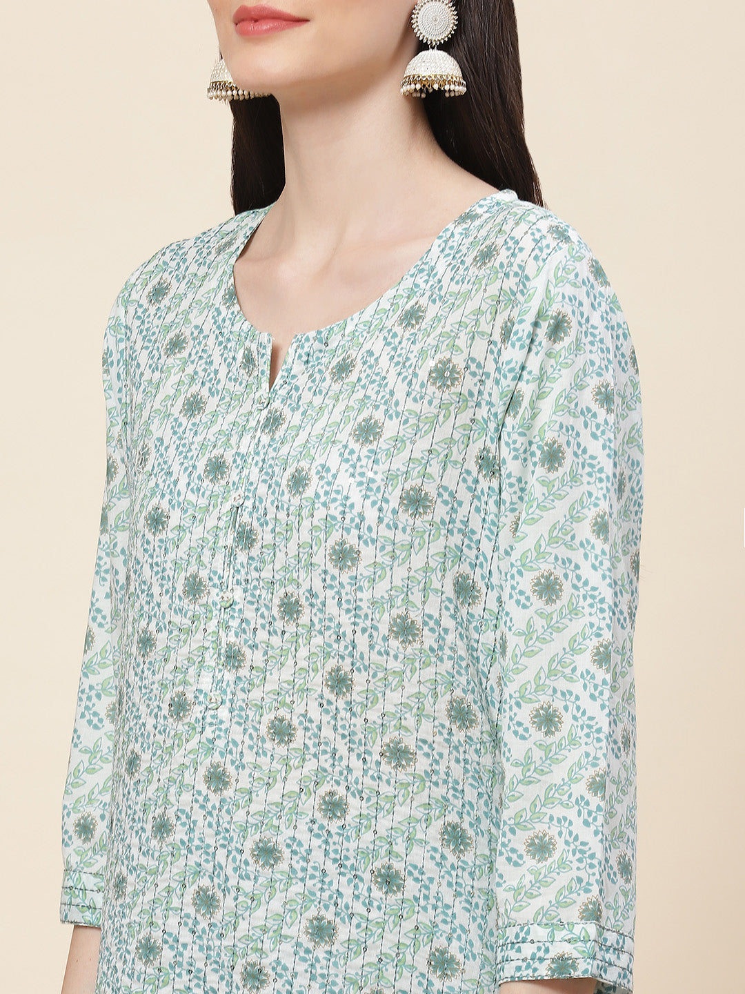 Printed Cotton Kurta With Pants