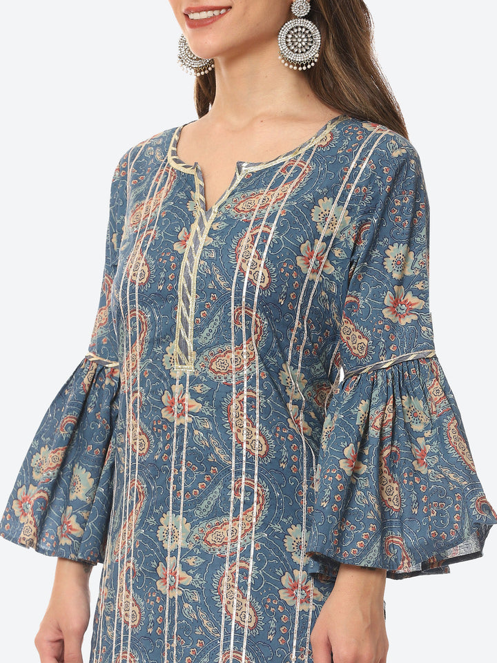 Printed Cotton Kurta With Sharara