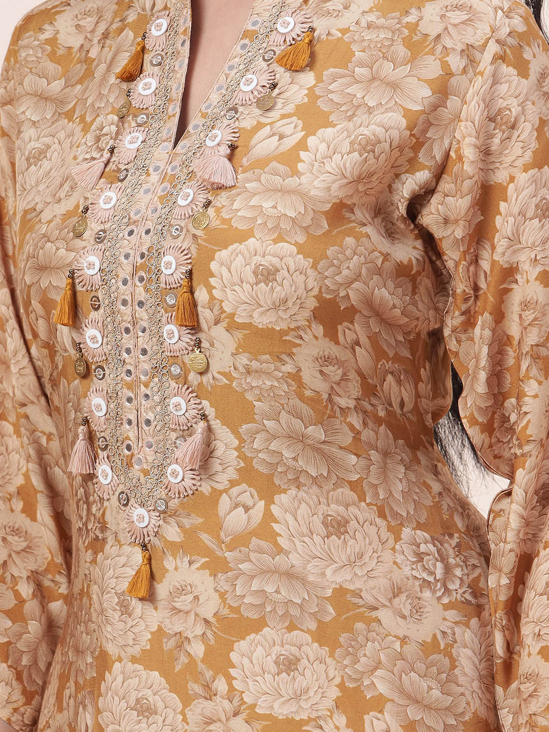 Floral Printed Muslin Kurta