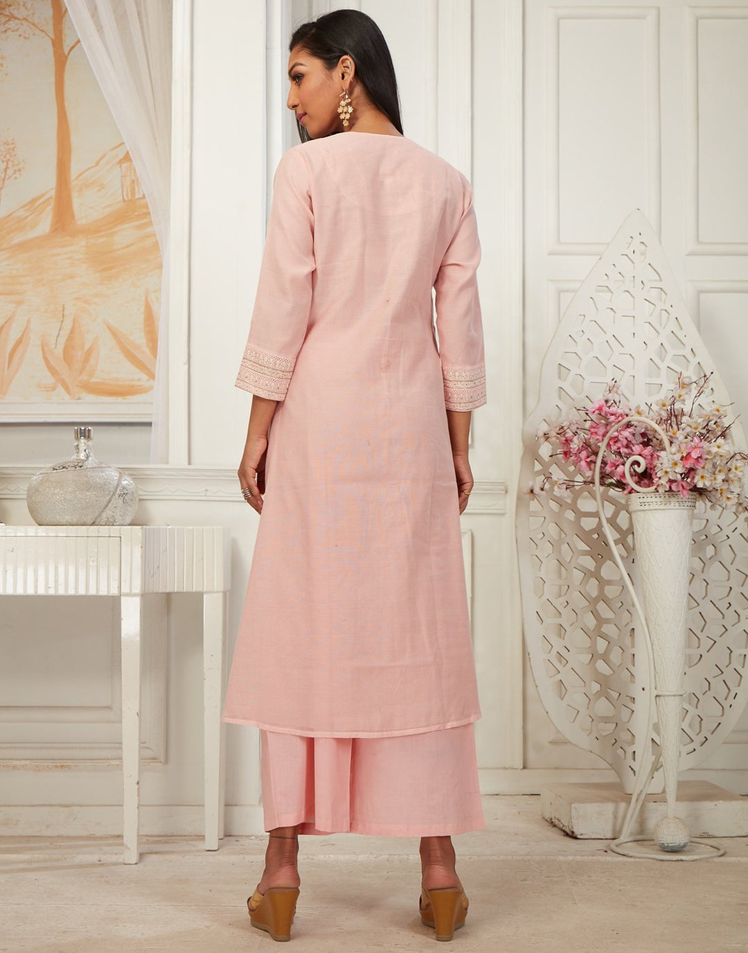MBZ Meena Bazaar-Beautiful Chandheri Kurta with Plazzo