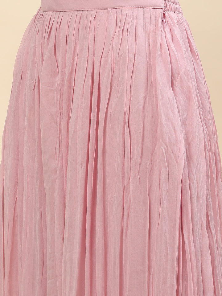 Mirror Embroidered Georgette Kurta With Palazzo &amp; Dupatta