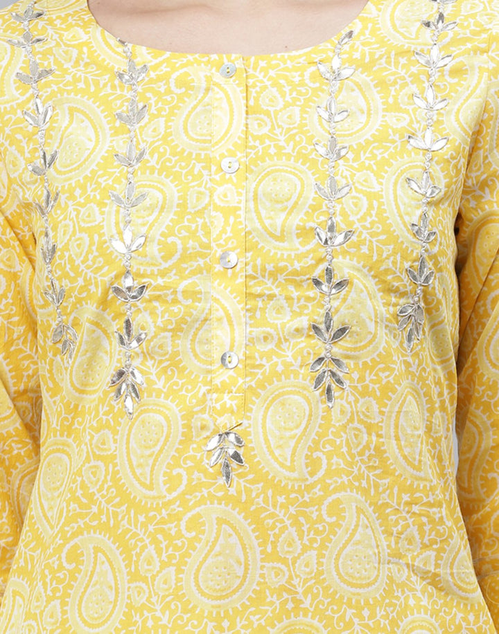 Printed Cotton Kurti Set with Gota Work