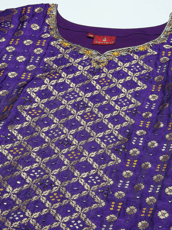 Woven Banarasi Kurta With Pants &amp; Dupatta