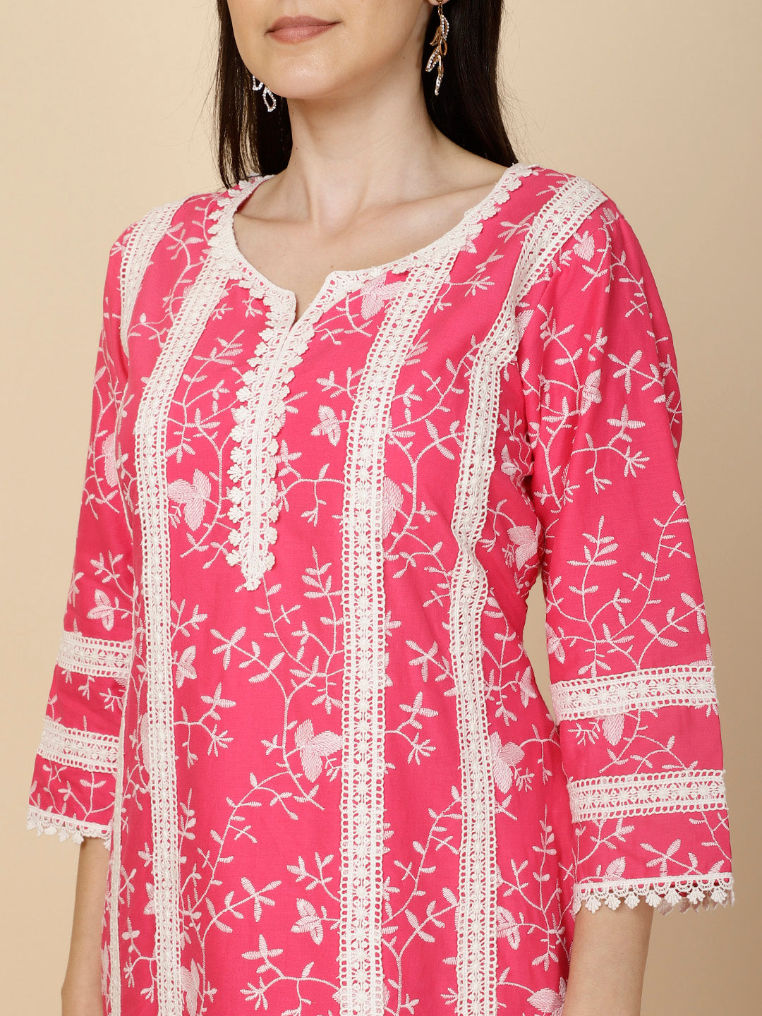 Printed &amp; Embroidery Cotton Suit Set With Dupatta