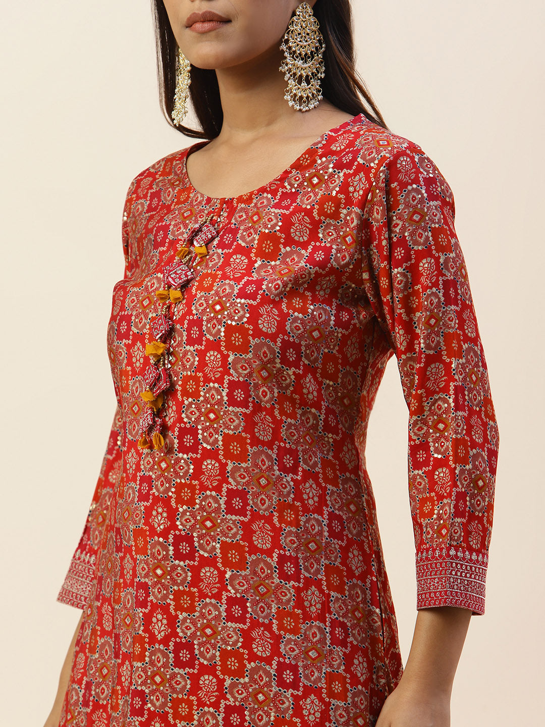 Printed Cotton Kurta With Pants