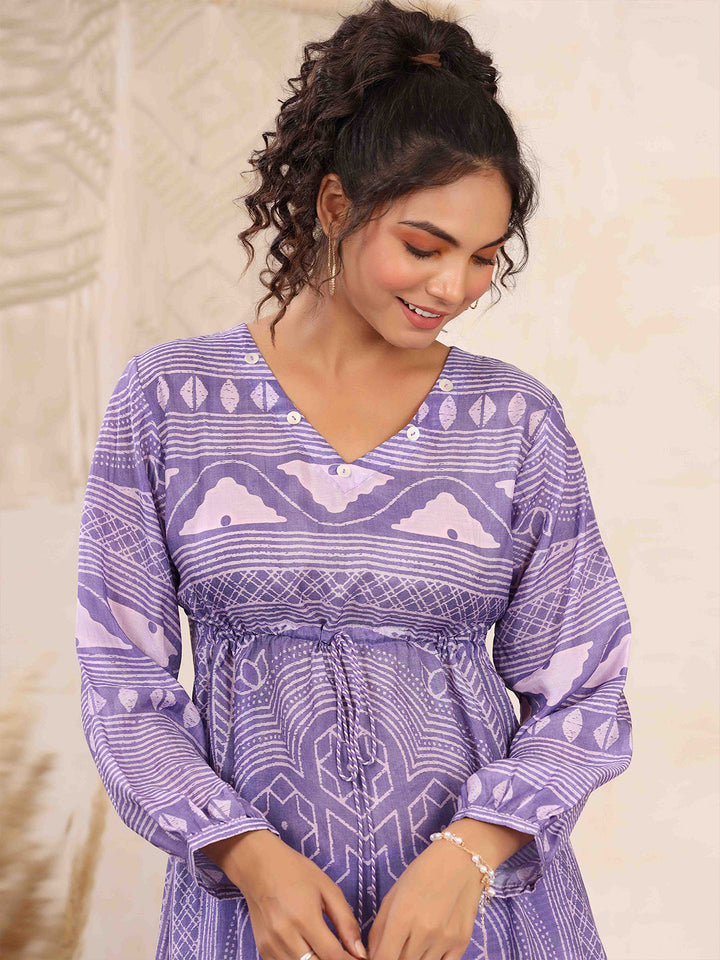 Printed Muslin Kurta With Pants
