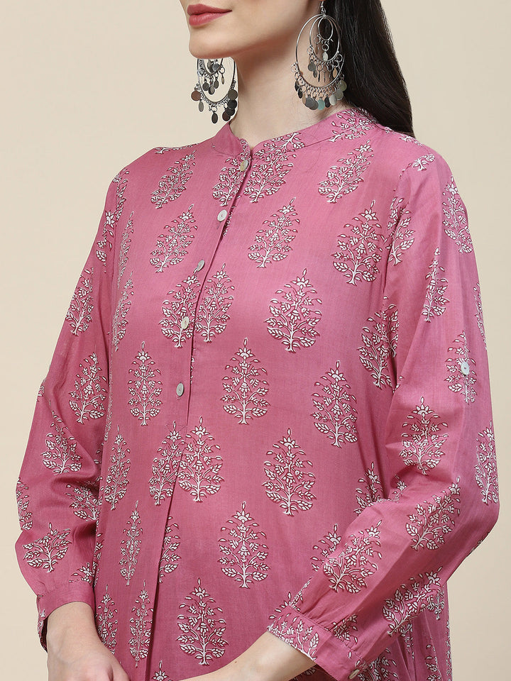 Printed Cotton Kurta With Pants
