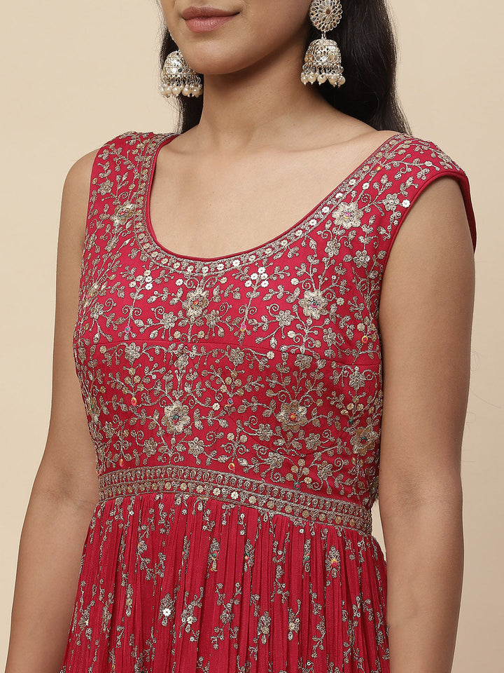 Zari Jaal Crepe Anarkali Kurta With Dupatta