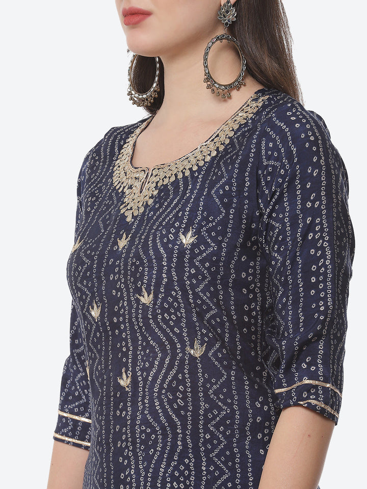 Cotton Muslin Printed Kurti With Pant And Dupatta
