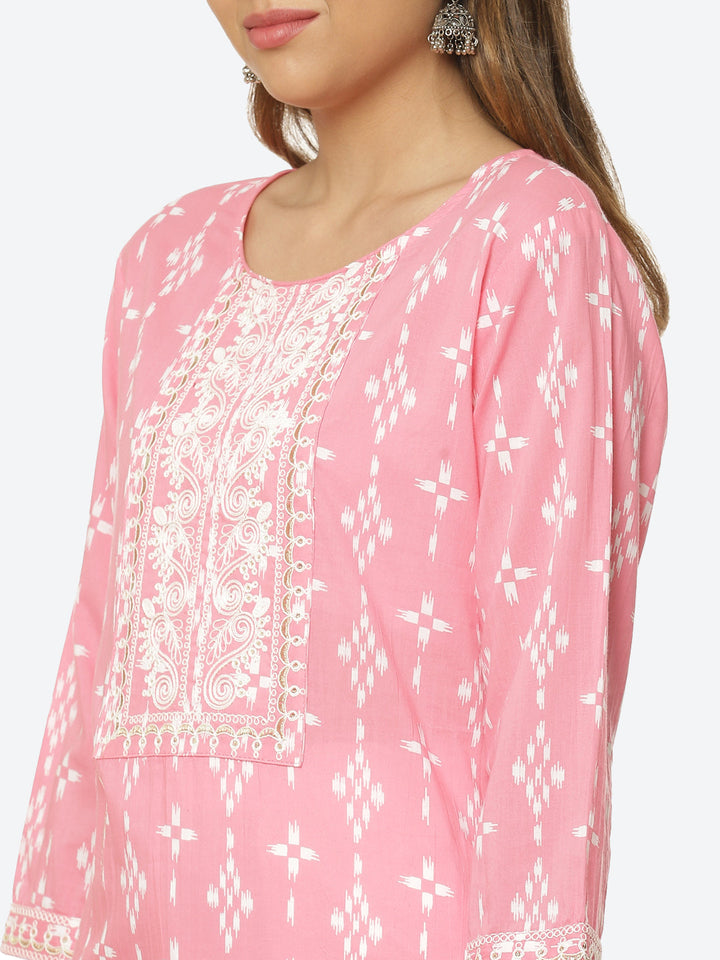 Sequin Work Printed Cotton Kurta