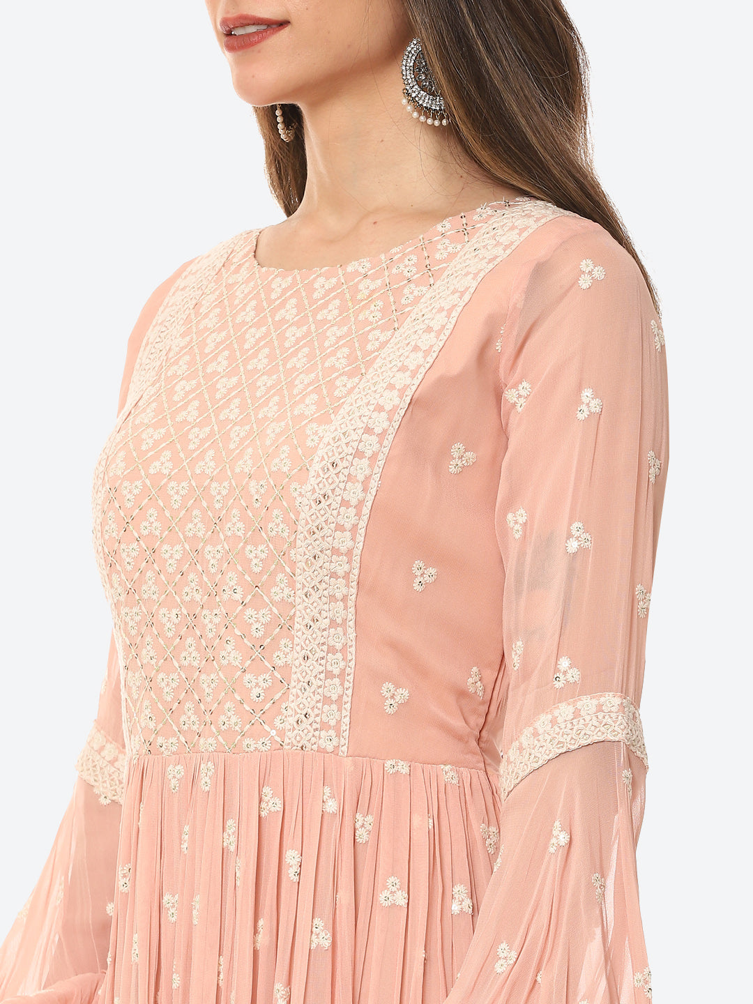 Resham Booti Georgette Gown Dress