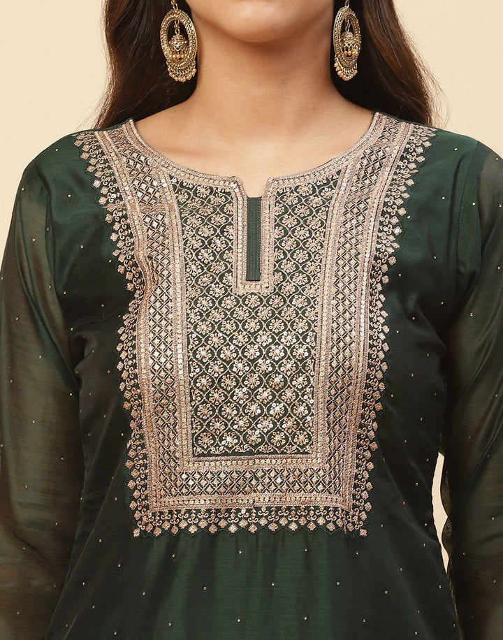Sequence Embroidered Cotton Chanderi Salwar Kameez Stitched Suit With Georgette Dupatta