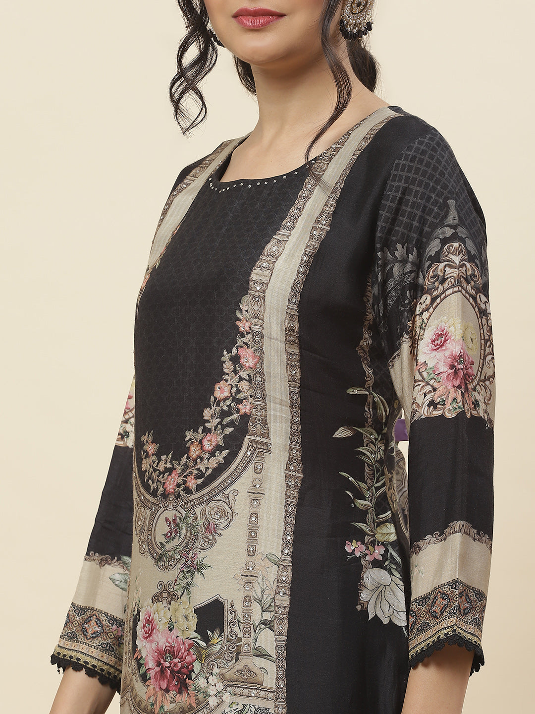 Printed Muslin Kurta With Pants &amp; Dupatta