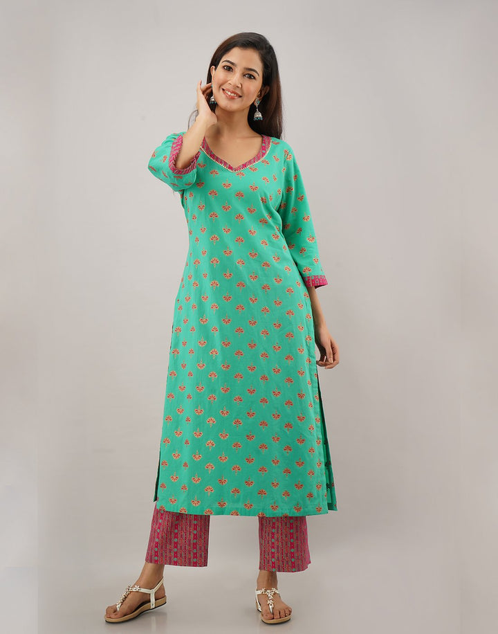 Printed Cotton Kurti With Pant