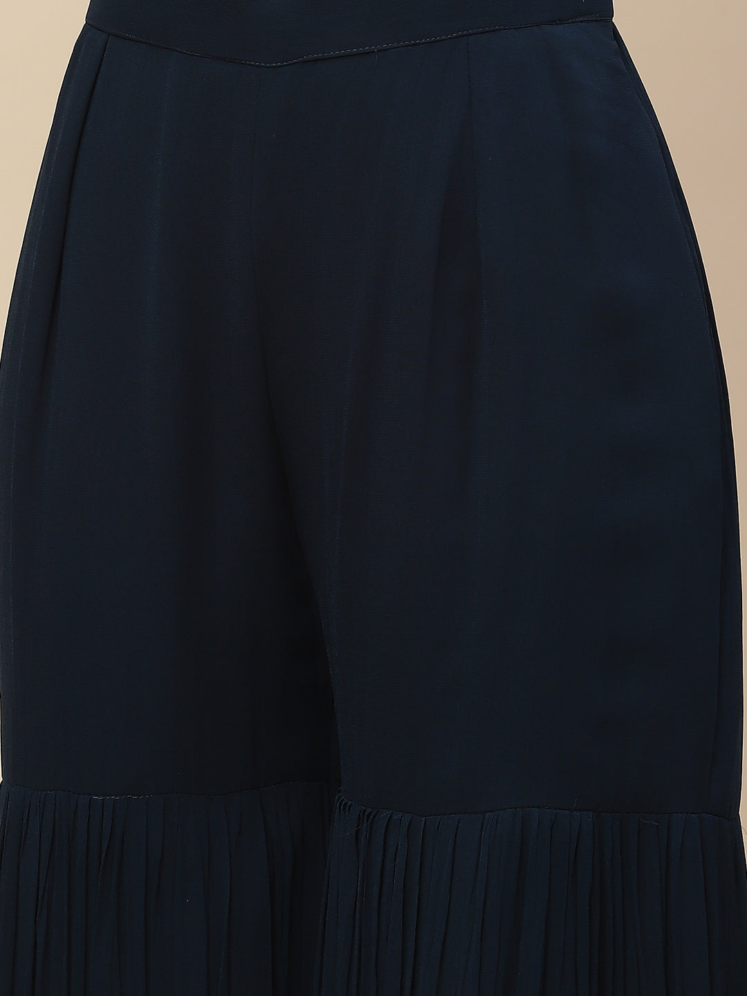 Sequin Embroidered Georgette Kurta With Sharara &amp; Dupatta