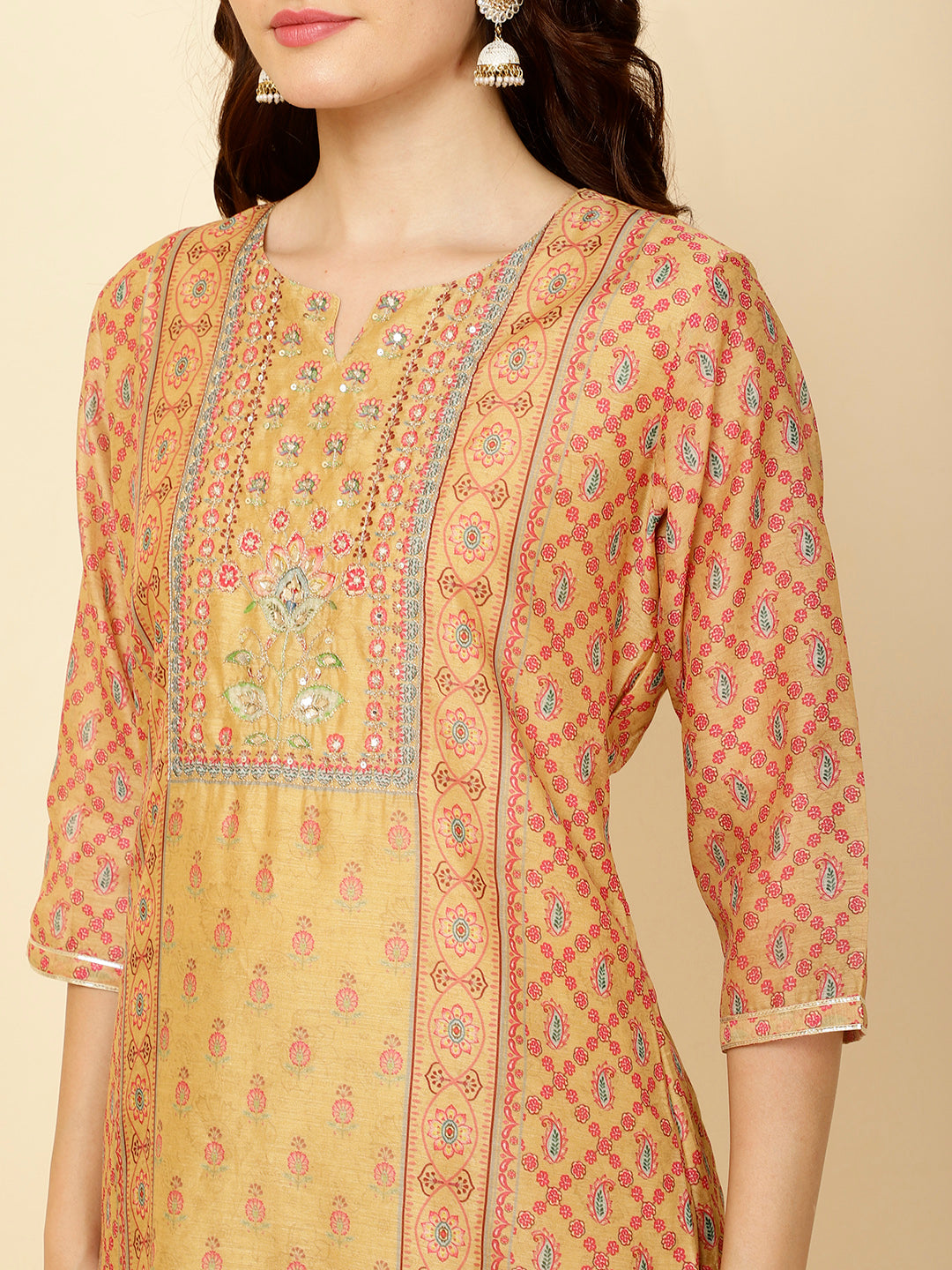 Printed Cotton Straight Kurta With Pants