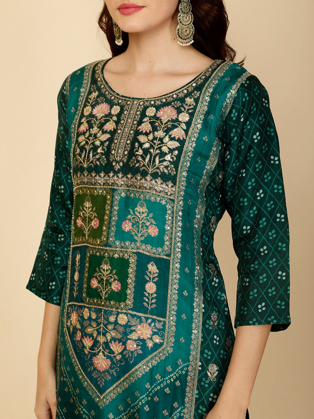 Ethnic Motifs Banarasi Kurta With Pants &amp; Dupatta
