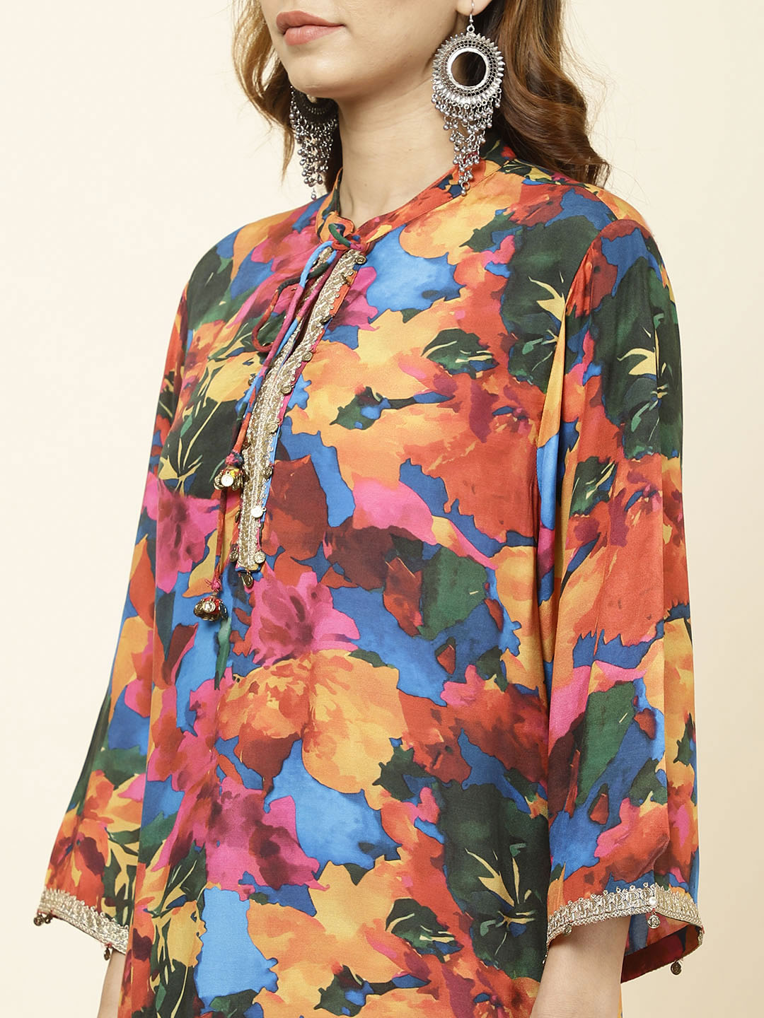 Floral Printed Muslin Kurta With Pants