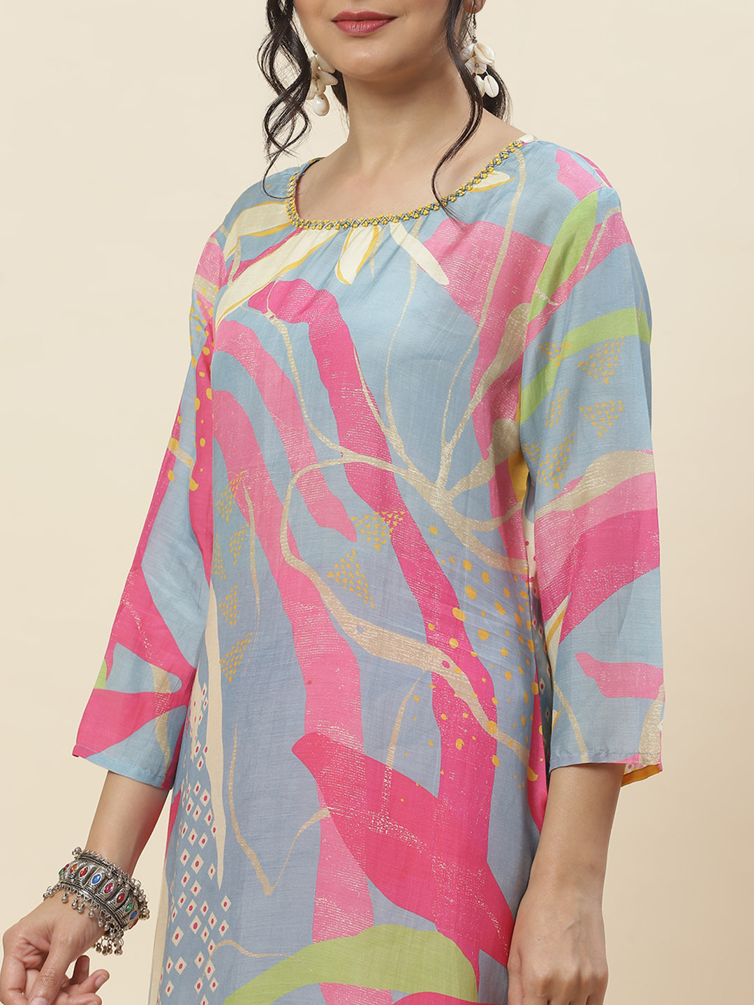 Printed Muslin Kurta With Pants
