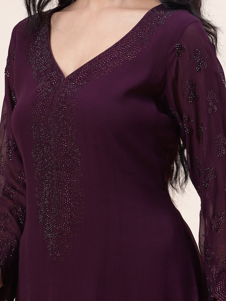 Swarovski Georgette Kurta With Sharara &amp; Dupatta