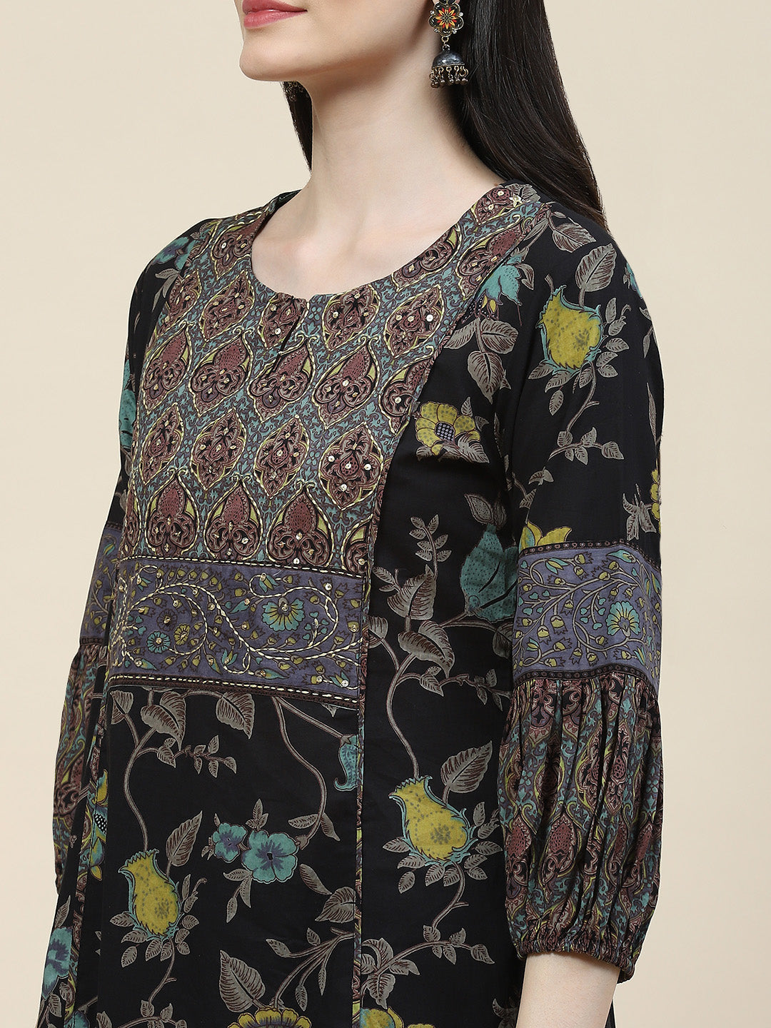 Floral Printed Cotton Kurta With Pants