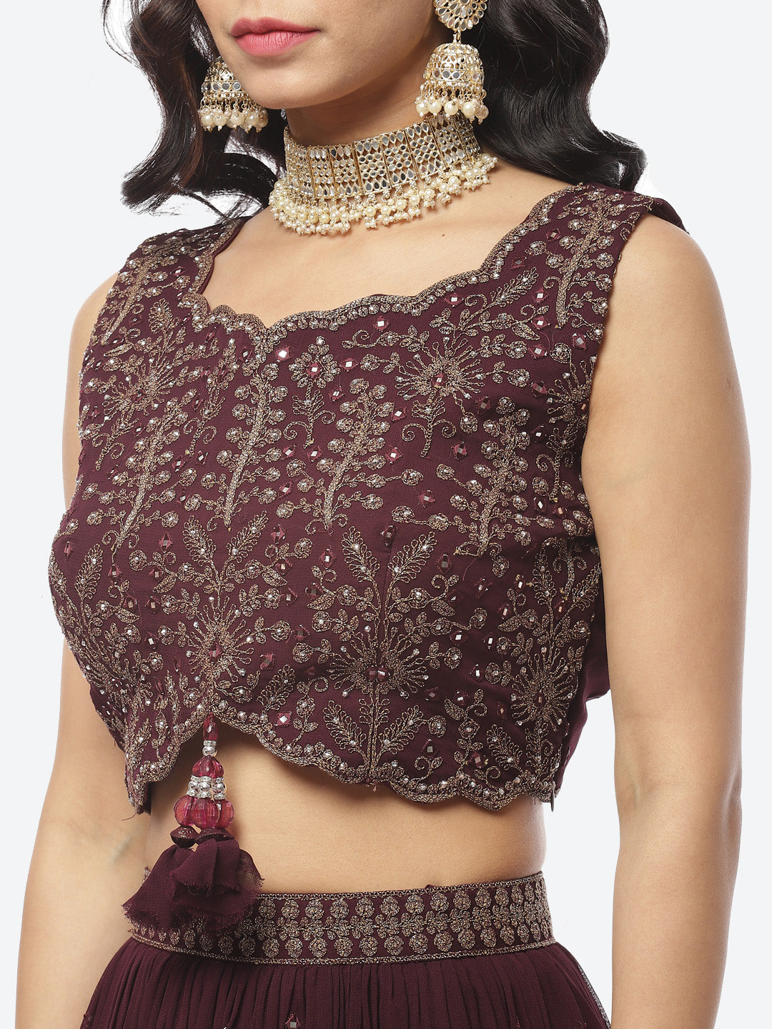 Georgette Lehenga Paired With Matching Crop Top