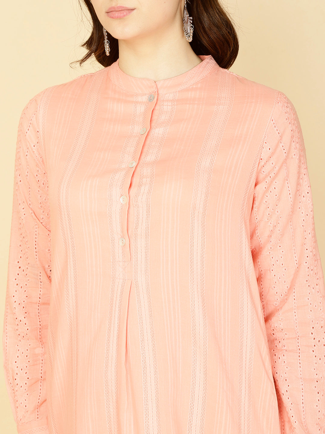 Plain Woven Cotton Kurta With Pants
