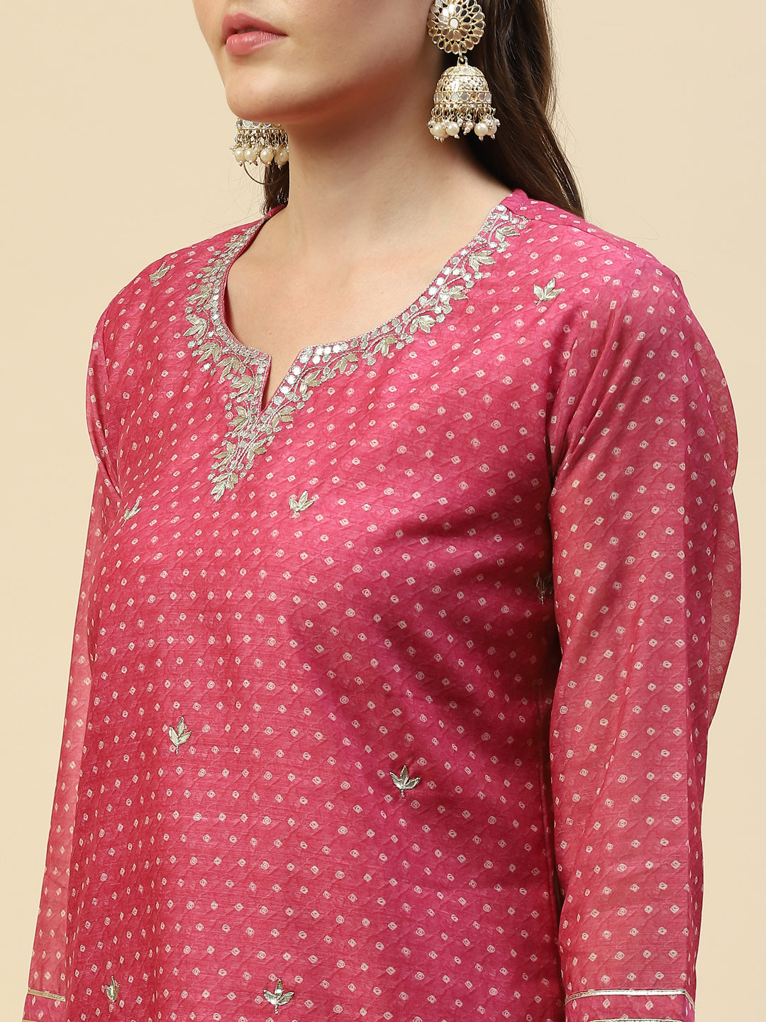 Gota Work Chanderi Kurta With Pants
