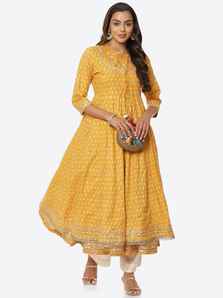 Printed Cotton Double Layered Anarkali Kurta